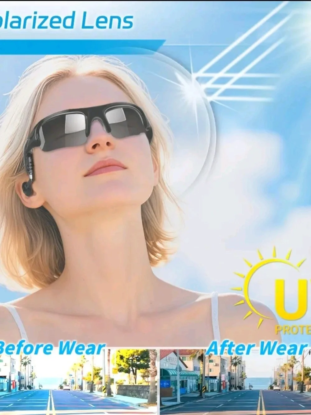 Bluetooth Smart Sunglasses ,  Headphones Hands-Free Calling Stereo 5.0. Uni-Sex.